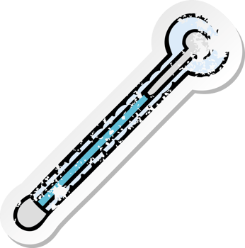 distressed sticker of a quirky hand drawn cartoon thermometer png