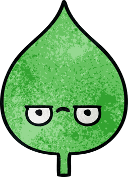 retro grunge texture cartoon of a expressional leaf png