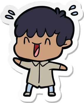 sticker of a cartoon laughing boy png