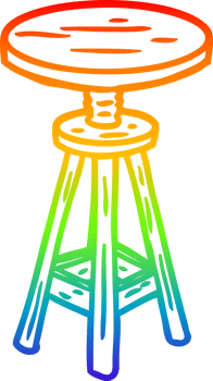 rainbow gradient line drawing of a adjustable artist stool png