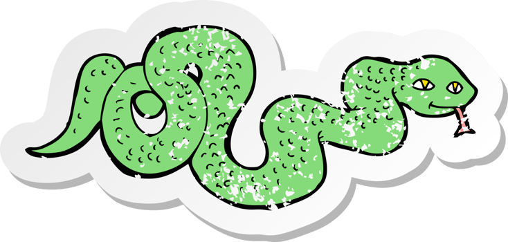 retro distressed sticker of a cartoon snake png