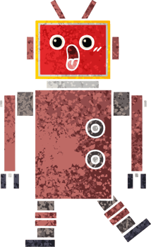 retro illustration style cartoon robot png