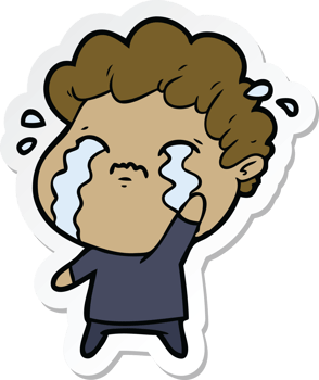 sticker of a cartoon man crying png