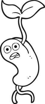 black and white cartoon sprouting seed png