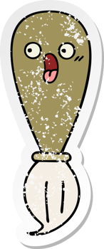 distressed sticker of a cute cartoon paint brush png