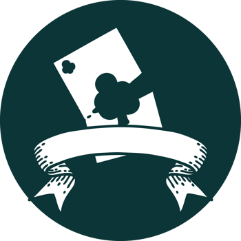 icon with banner of a torn card png
