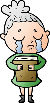 cartoon crying woman holding book drawing png