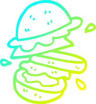 cold gradient line drawing cartoon burger png