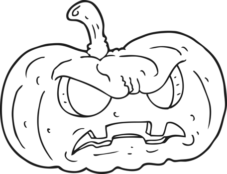 black and white cartoon halloween pumpkin png