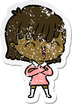 distressed sticker of a cartoon woman png