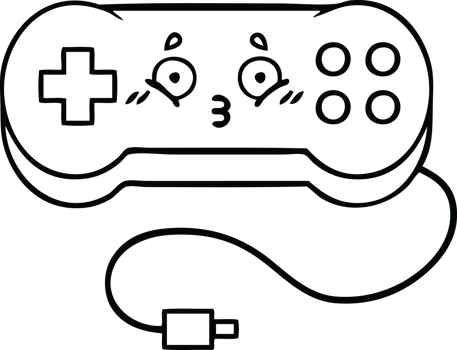 line drawing cartoon game controller png