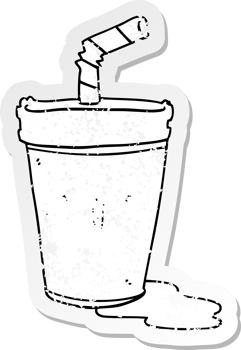 distressed sticker of a cute cartoon soda png