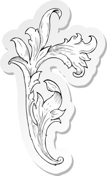 sticker of a traditional hand drawn floral swirl png
