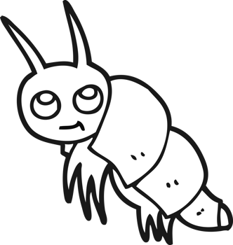black and white cartoon little bug png