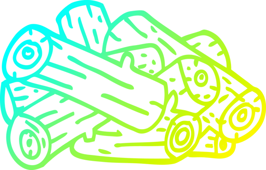 cold gradient line drawing of a cartoon pile of logs png