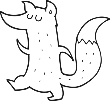 black and white cartoon cute wolf png