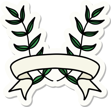 tattoo style sticker with banner of a laurel png