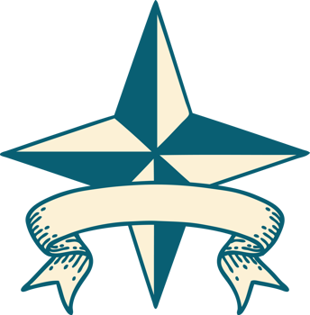 traditional tattoo with banner of a star symbol png