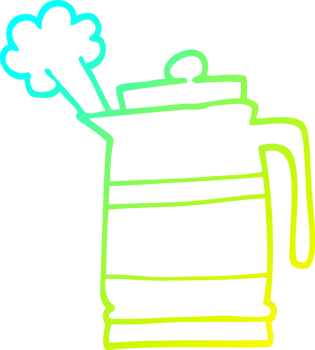 cold gradient line drawing of a cartoon kettle png