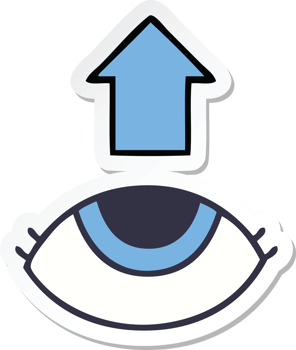 sticker of a cute cartoon eye looking up png