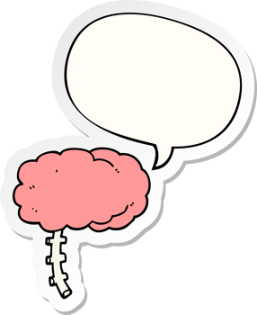 cartoon brain with speech bubble sticker png