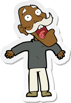 sticker of a cartoon terrified old man png
