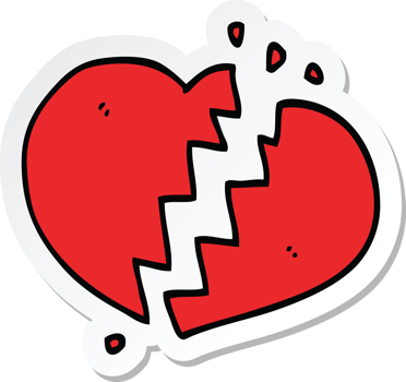 sticker of a cartoon broken heart png