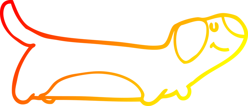 warm gradient line drawing of a cartoon dog png