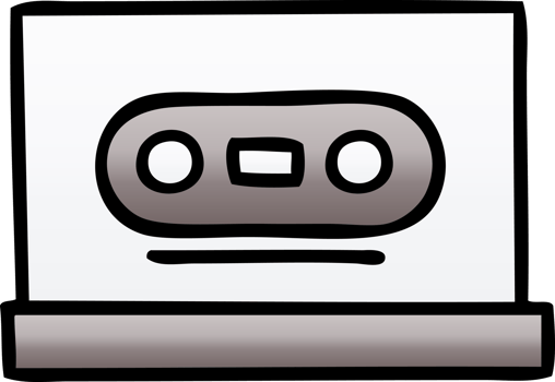 gradient shaded cartoon retro cassette png