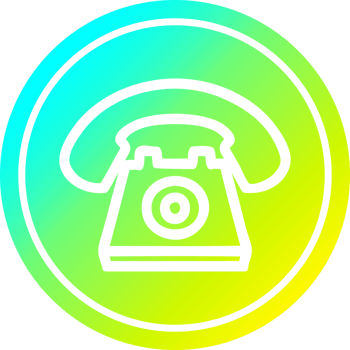 old telephone circular in cold gradient spectrum png