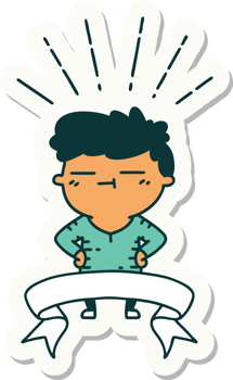 sticker of a tattoo style happy man png