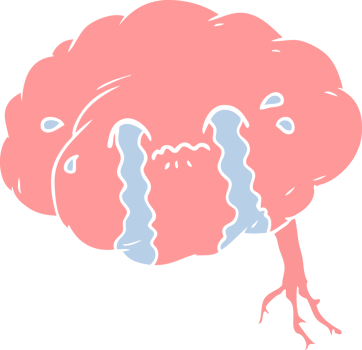 flat color style cartoon brain with headache png