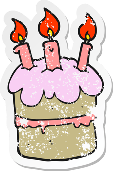 distressed sticker of a cartoon birthday cake png