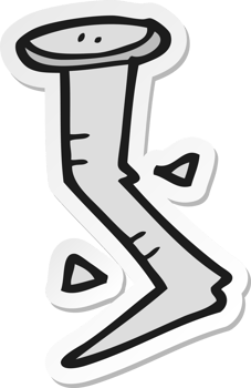 sticker of a cartoon bent nail png