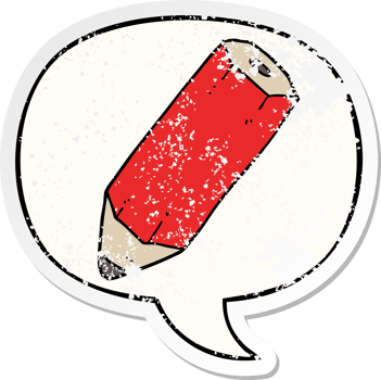 cartoon pencil with speech bubble distressed distressed old sticker png
