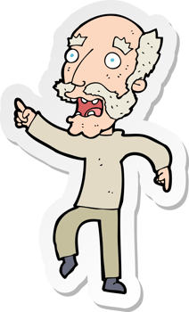 sticker of a cartoon frightened old man png