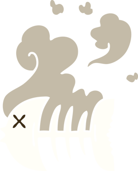 quirky hand drawn cartoon dead fish skeleton png