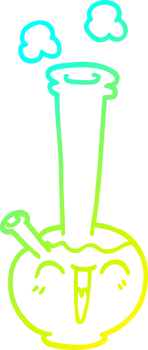cold gradient line drawing of a cartoon bong png