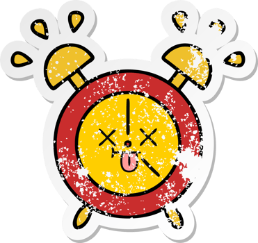 distressed sticker of a cute cartoon alarm clock png