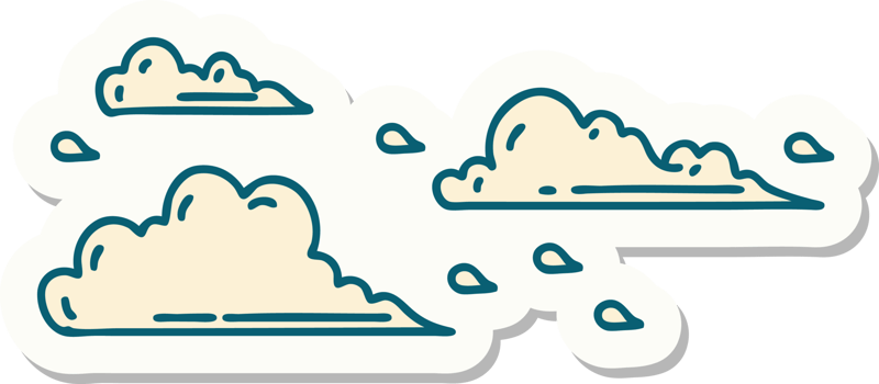 sticker of a tattoo style floating clouds png