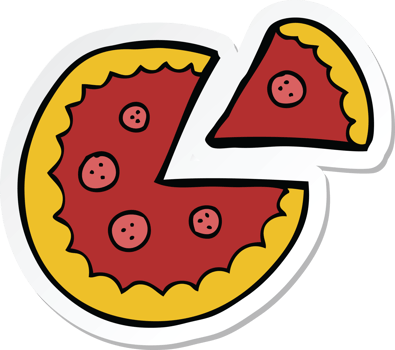 sticker of a cartoon pizza png