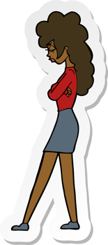 sticker of a cartoon annoyed woman png