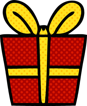 quirky comic book style cartoon present png