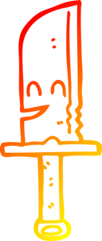 warm gradient line drawing of a cartoon knife png