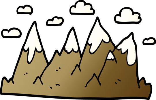 cartoon doodle mountain range png