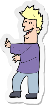 sticker of a cartoon laughing man png