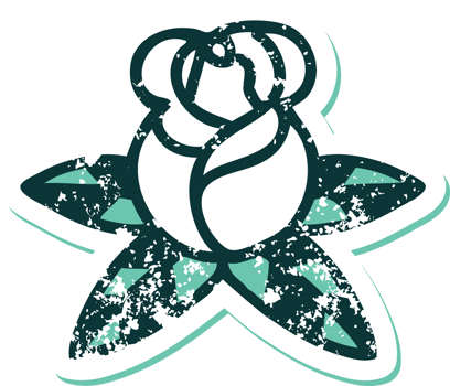 iconic distressed sticker tattoo style image of a single rose png