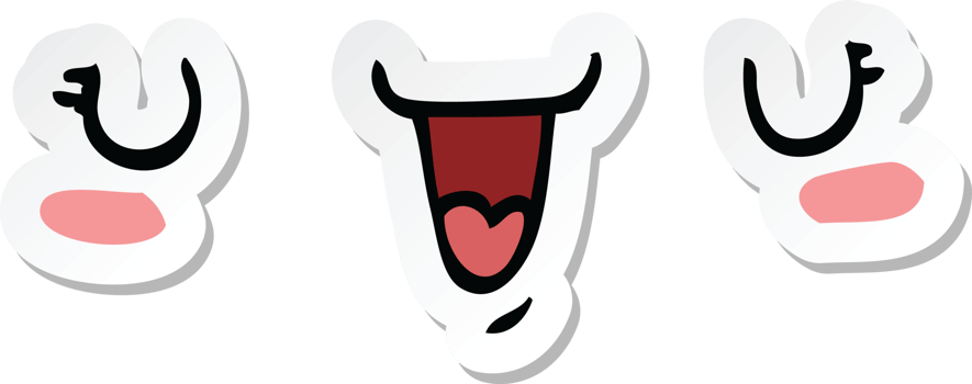 sticker of a cute happy face cartoon png