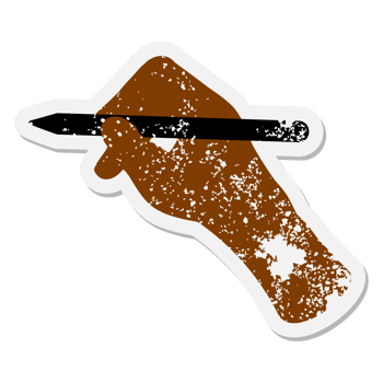 hand using computer stylus grunge sticker png