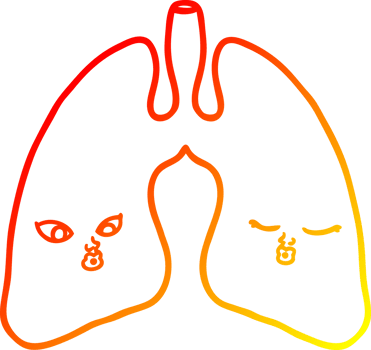 warm gradient line drawing of a cartoon lungs png